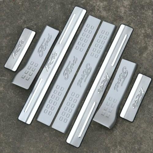 Free shipping FIT FOR Ford Fiesta 2009 2010 2011 2012 2013 2014 Stainless Steel Door Scuff Sill Plates Step Plate Protector