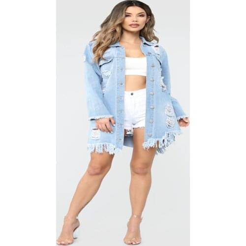 2019 New Style arrival Boyfriend Style Women Slim Denim Coat Long Sleeve Casual Jean Jacket Outerwear Womens arrival