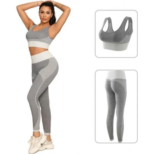 Womens Sportswear Yoga Set Workout Clothes Gym Clothing Fitness Seamless Bra Crop Top High Waist Leggings Sports Yoga Outfit