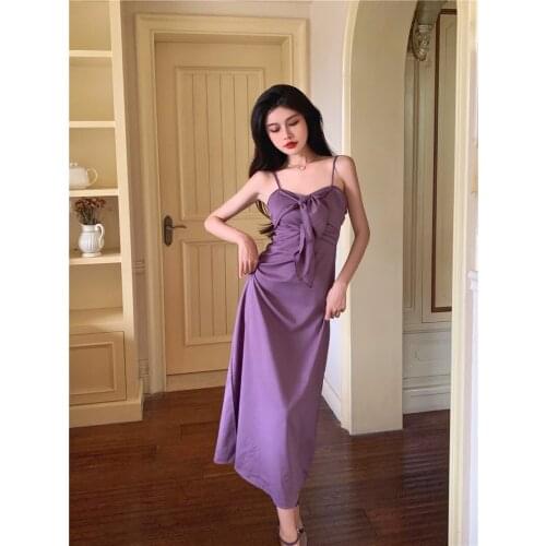 Womens Sexy Chic Fashion Lace up Solid V Neck Spaghetti Strap Mid-Length Dress Casual Vintage Backless Dress Vestidos YOU279