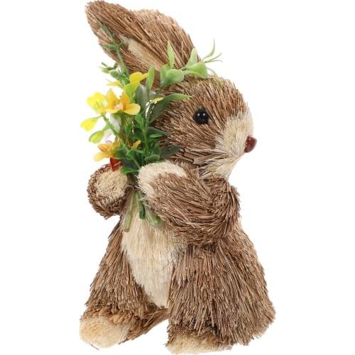 1Pc Straw Rabbit Decor Lifelike Simple Practical Straw Rabbit Ornament for Store Home Shop