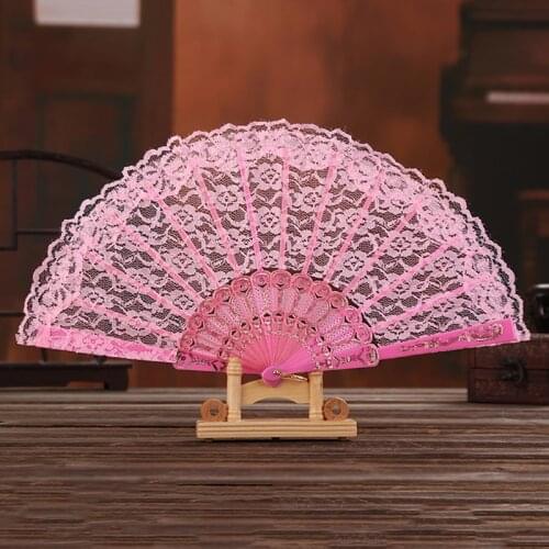1PC Ladies Folding Lace Hand Fan Personalized Fans Wedding Decor Home Decoration Plastic Fan Single Layer Orchid Fan Lace Fan