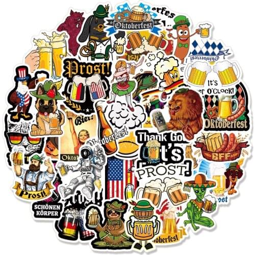 10/50PCS/Pack Beer Festival Stickers Graffiti for Laptop Motorcycle Bike Helmet Guitar Luggage Waterproof Decal Toys