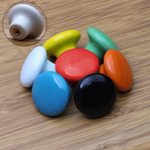 10Pcs Single hole Ceramic Round Door Handles 7 Colors Cabinet Pull Knobs Drawer Cupboard Wardrobe Furniture