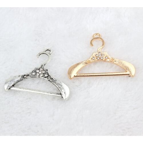 10pcs/lot Zinc Alloy Hanger Shape Charms With Rhinestone Pendant For DIY Jewelry Earrings Accessories
