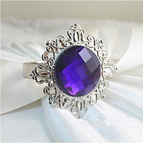 100pcs Purple Gem Napkin Rings Wedding Party Bridal Dinner Favours Decor Wedding Bridal Shower Favour Supplies