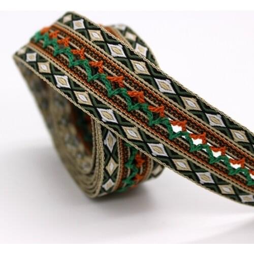2 Yards Bohemian Jacquard Webbing Fine quality Ribbon for Handmade Belt Phone guitar straps Decor straps for Bags shoes Apparels