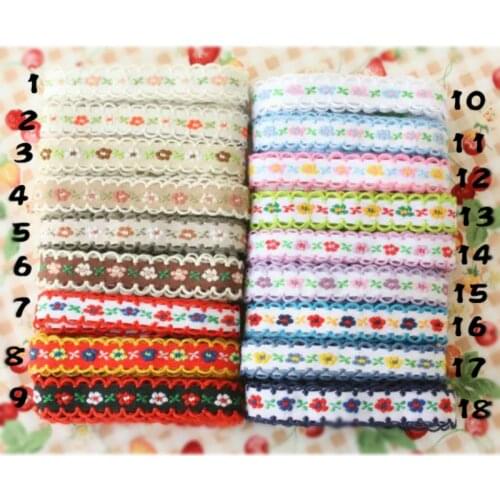 1/2" in 12mm 20yard/lots single face flower jacquard weave ribbon 18 colours Small ears lace