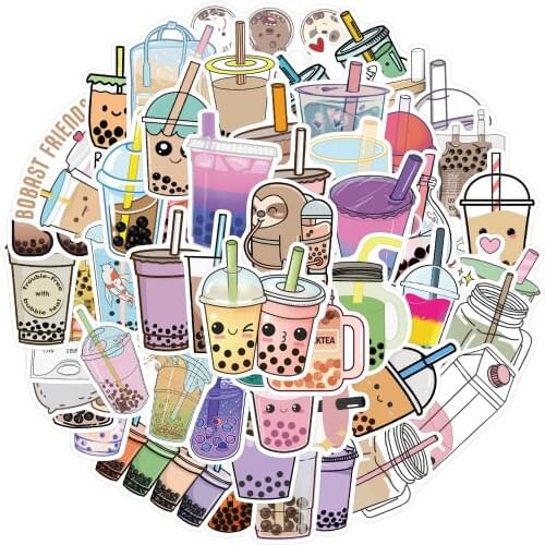 25/50PCS Cartoon Pearl Milk Tea Stickers Pack For Girl Boba Bubble Teas Decal Sticker To DIY Stationery Luggage Laptop Guitar