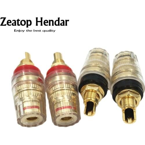 4Pcs Brass Gold Plated 4MM Banana Plug Terminal Binding Post for Speaker Amplifier High Quality Red and Black