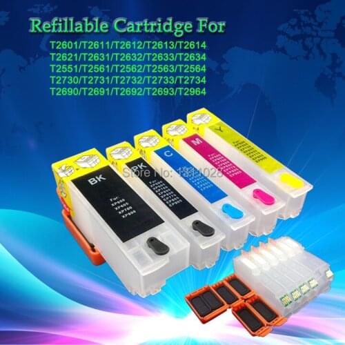 INK WAY 5PCS Refillable Ink Cartridge for XP650 XP750 XP850 T2621 T2631-T2634 T2730-T2734 with arc chip