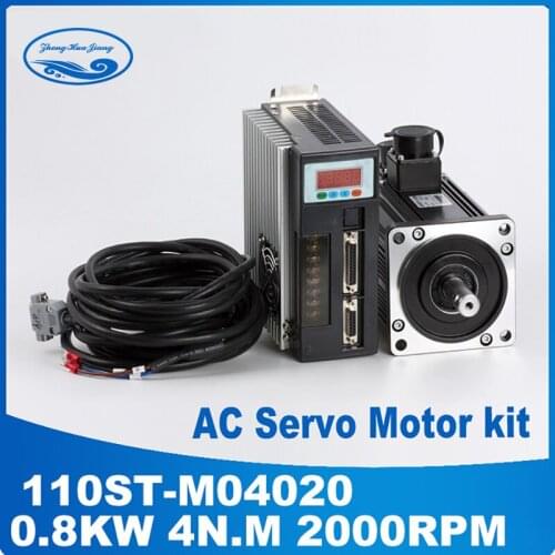 800W 3 phase electric motor cnc servo kit 4N.M 2000RPM 110ST ac servo motor Matched Servo Driver