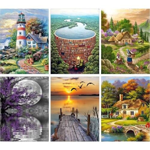 DIY Waterfall Landscape 5D Diamond Painting Cross Stitch Full Round Mosaic Diamond Embroidery Wall Art Home Decor