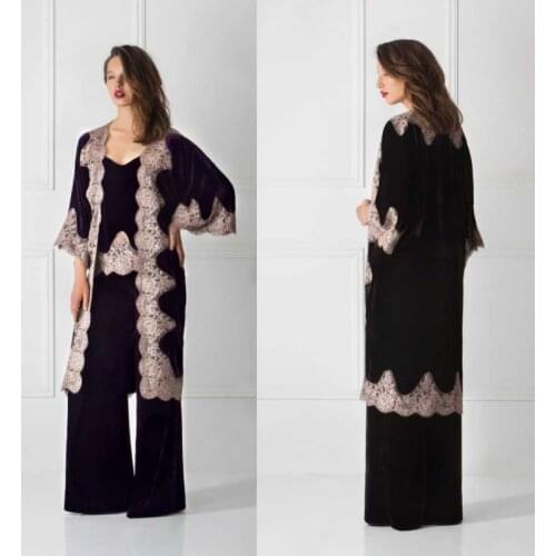 Velvet Bathrobe for Women Three Pieces Pants Suit Lingerie Nightgown Pajamas Sleepwear Womens Luxury Gowns Housecoat Nightwear
