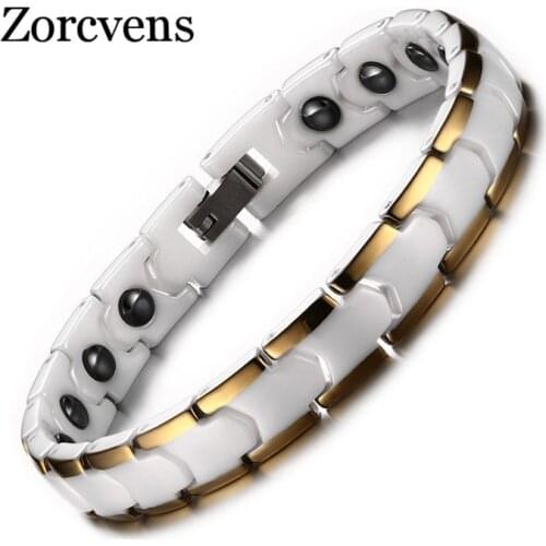 Modyle Relationship Bracelet for Women Ceramic Medical Alert Bracelet with Magnet Healthy Hand Chain