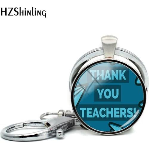 2019 New Thank You Teachers Keychain Thanksgiving Teacher School Party Gifts Keyring Glass Cabochon Jewelry
