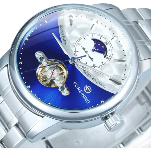 FORSINING Mens Watches Top Brand Luxury 2020 Automatic Mechanical Watch Men Tourbillon Moon Phase Stainless Steel Strap Classic