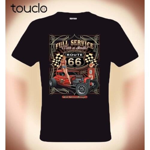 Gearhead Rockabilly T-Shirt, Route 66 Full Service 2019 New Arrival T Shirt Casual Men Clothing Nerd T Shirts
