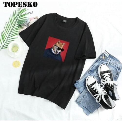 TOPESKO Funny Tshirt Men Hip Hop Dab Dog Printed T-shirt Women Shirt Harajuku Tshirt Ullzang Big Size Top Tees