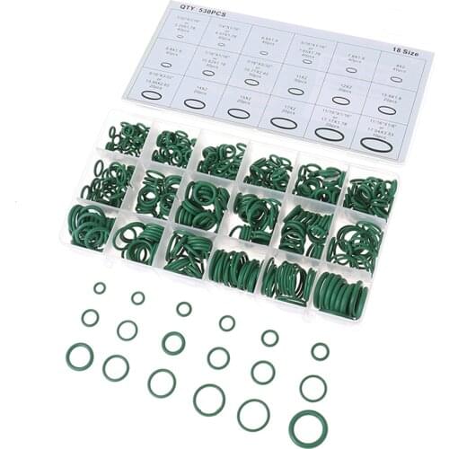 530pcs Seal O-ring Kit Green Rubber Repair Waterproof Gasket Set Car Air Conditioning Gasket Sealant Box Set Car Accessories