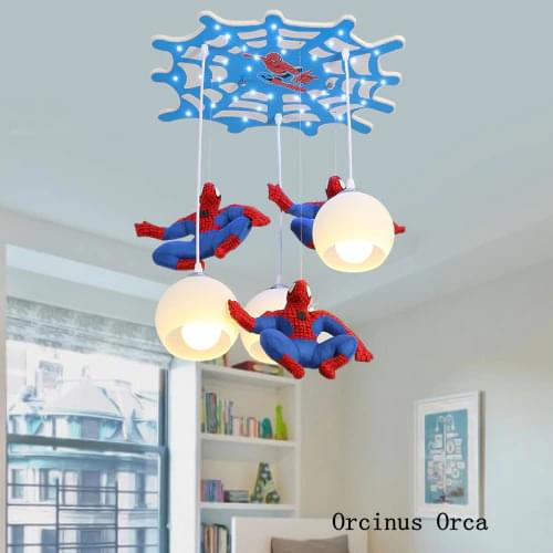 Cartoon creative chandelier boy bedroom childrens room lamp American decoration superhero Chandelier
