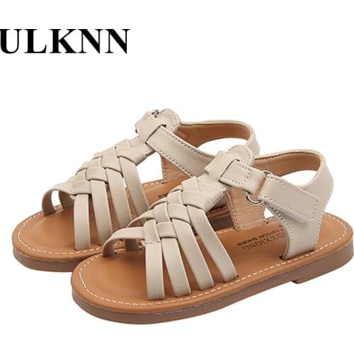 ULKNN Sandals For Kids Summer 2021 Children Girls Roman Sandals Little Girl Princess White Soft-soled Sandals 2 3 Years Old 4