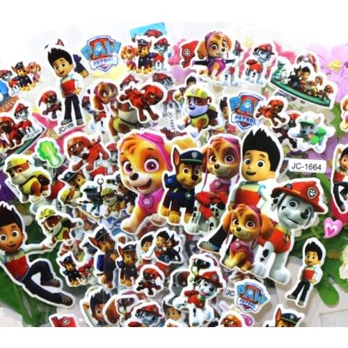 Hot 12 sheets/lot Dog Pawed Sticker Ryder 3D cartoon PVC bubble wall stickers girls/boys birthday gift children toys Patrolling