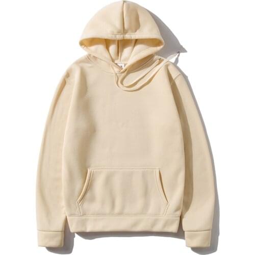 Threaded Sleeve Men Hooded Sweatshirt Accept Printing Custom Hoodie Solid Color Clothing Hip Hop Pullover Hoodies Streetwear