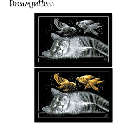 Black cat dreams cross stitch package sets aida 18ct 14ct 11ct black cloth people kit embroidery DIY handmade needlework