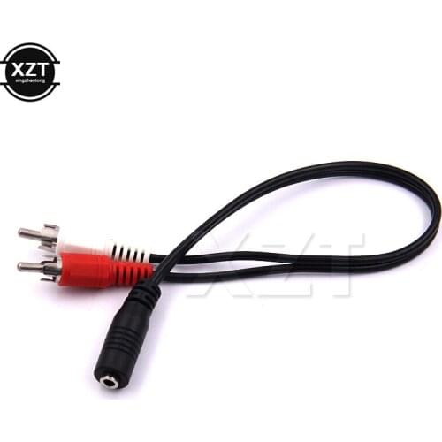 Newest 3.5mm Stereo Audio Female Jack to 2 RCA Male SocketHeadpahone Y Cable jack to two MALE coded male RCA plugs
