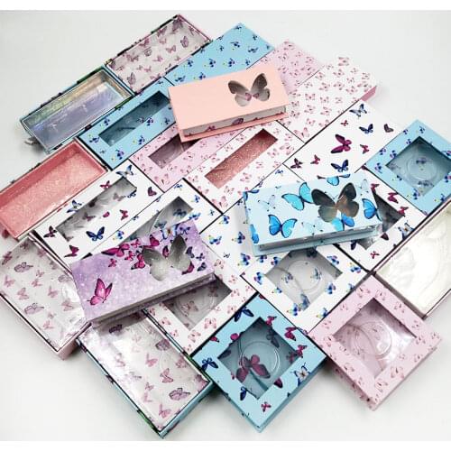 NEW 10/PCS Wholesale Butterfly 15mm-25mm Lash Box 3d Mink Lashes Packaging Rectangle Pink Blue Butterfly Box without Lash