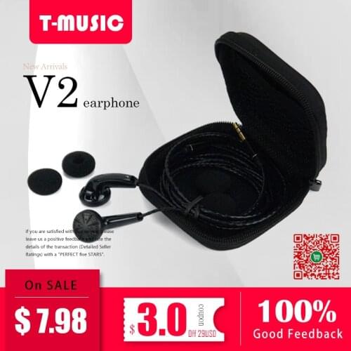 New Version2 Black / Hifi T-Music DIY Earphone / 3.5mm In-Ear Headset
