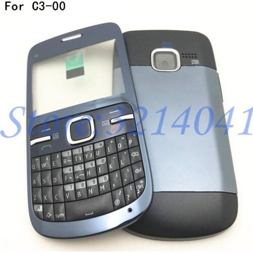Good quality Full Housing For Nokia C3 C3-00 Back Case Battery Cover Front+Middle Frame Keypad C3-00 Replacement Part+Logo