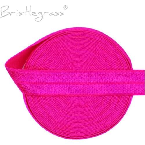 BRISTLEGRASS 5 Yard 5/8" 15mm Neon Rose FOE Fold Over Elastics Spandex Satin Kids Hairband Headband Lace Trims DIY Sewing Notion