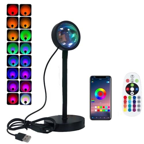 RGB Sunset Lamp App Control 16 Colors COB USB with Plug Moon Light Projector for Home Tiktok Children Christmas Decoration LED