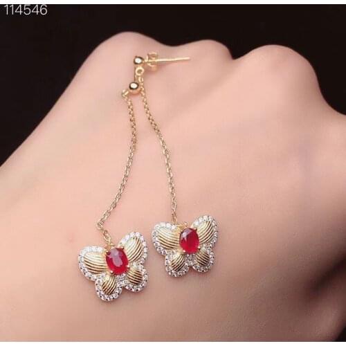 100% Real and Natural Ruby Earring Natural And Real 925 sterling silver Rubby Earring Fashion Ring