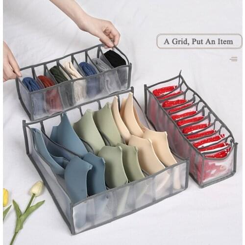 Foldable Multi-mesh Clothing Storage Box Household Finishing Bra Underwear Socks Storage Bag Drawer Partition Practical Lattice