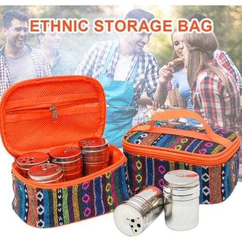 Picnic Bag BBQ Spice Condiment Bottles Storage Bag Camping Seasoning Organizer Bottle Outdoor Tableware Barbecue Tool Makeup Bag