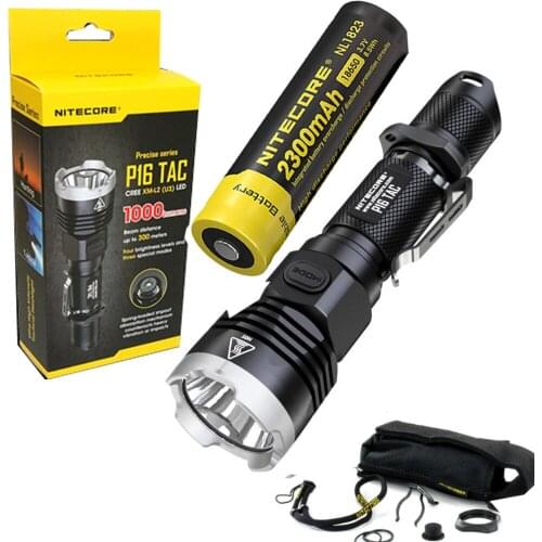Tactical Flashlight NITECORE P16 TAC XM-L2 (U3) max.1000LM beam distance 300 meters outdoor torch with 2300mAh battery