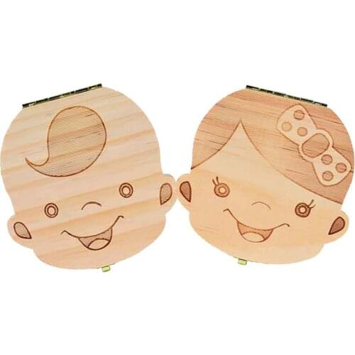1Pc Baby Tooth Box Wooden Milk Teeth Organizer Storage Boys Girls Save Souvenir Case Gift Creative Baby Tooth Organizer for Kids