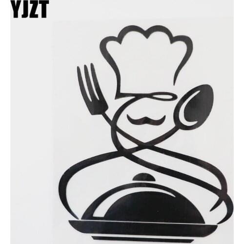 YJZT 11.6CM×14.1CM Kitchen Supplies Car Sticker Creative Modeling Vinyl Decal Black/Silver 13E-0056