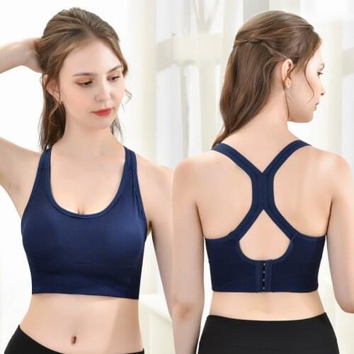 Women Sports Bra Back Row Button Seamlessly Gathers Plus Size Shockproof Running Yoga Underwear Ladies Workout Tops Bralette H87