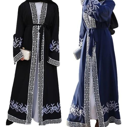 Dubai Women Muslim Maxi Dress Abaya Jilbab Kaftan Islamic Cocktail Prayer Open Cardigan Kimono Ladies Embroidery Long Robe New
