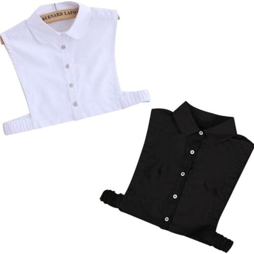 1Pc 1Pc Women Blouse Sweater Lapel Classic Cotton Fake False Collar Elastic Rubber Band Detachable Solid Color Half Shirt Tie