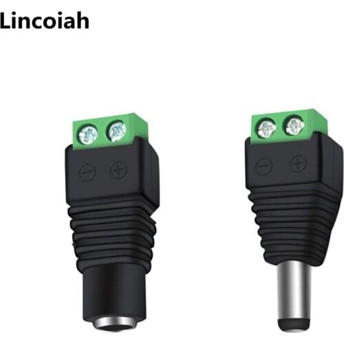 1pcs 5.5mm x 2.1mm Female Male DC Power Plug Adapter for 5050 3528 5060 Single Color LED Strip and CCTV Cameras
