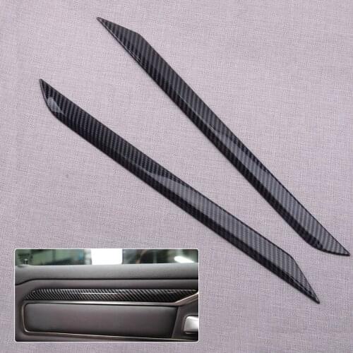 CITALL 2Pcs Car Interior Door Strip Trim Cover Decoration Fit for Dodge Ram 1500 2019 2020 Carbon Fiber Style ABS