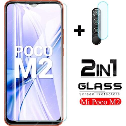 2 IN 1 Tempered Glass For Xiaomi Mi POCO m2 Mi POCOM2 Screen Protector Protective glass CAMERA lens MZB9919IN M2004J19PI Film