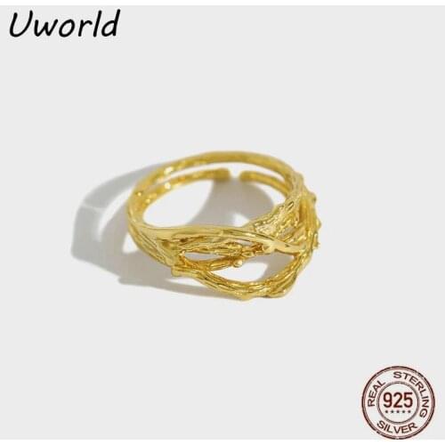 2020 High Quality Silver Rings Elegant Jewelry Irregular Concave Smooth Surface Hollow Adjustable Ring