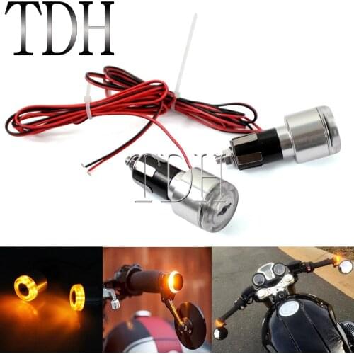22mm 7/8'' LED Motorcycle Handlebar Open Bar End Turn Signal Light Indicators For Harley Cafe Racer Handle Bar Blinker Side Lamp