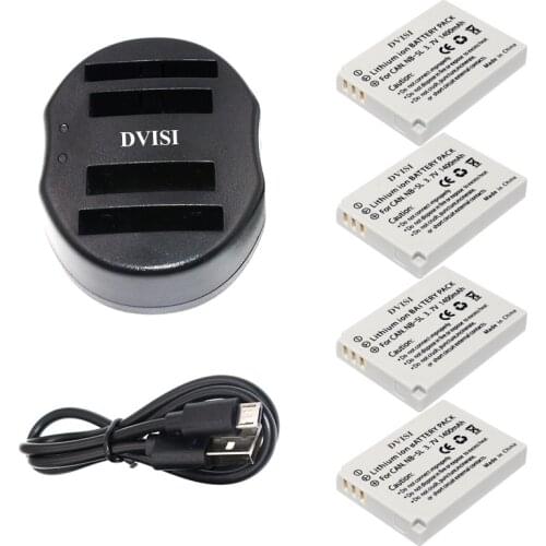 4pcs 1.4Ah NB-5L NB 5L Camera Battery with USB Dual Charger Fit for Canon Powershot S100 SX200 SX210 IS SX230 HS SD890 Camera